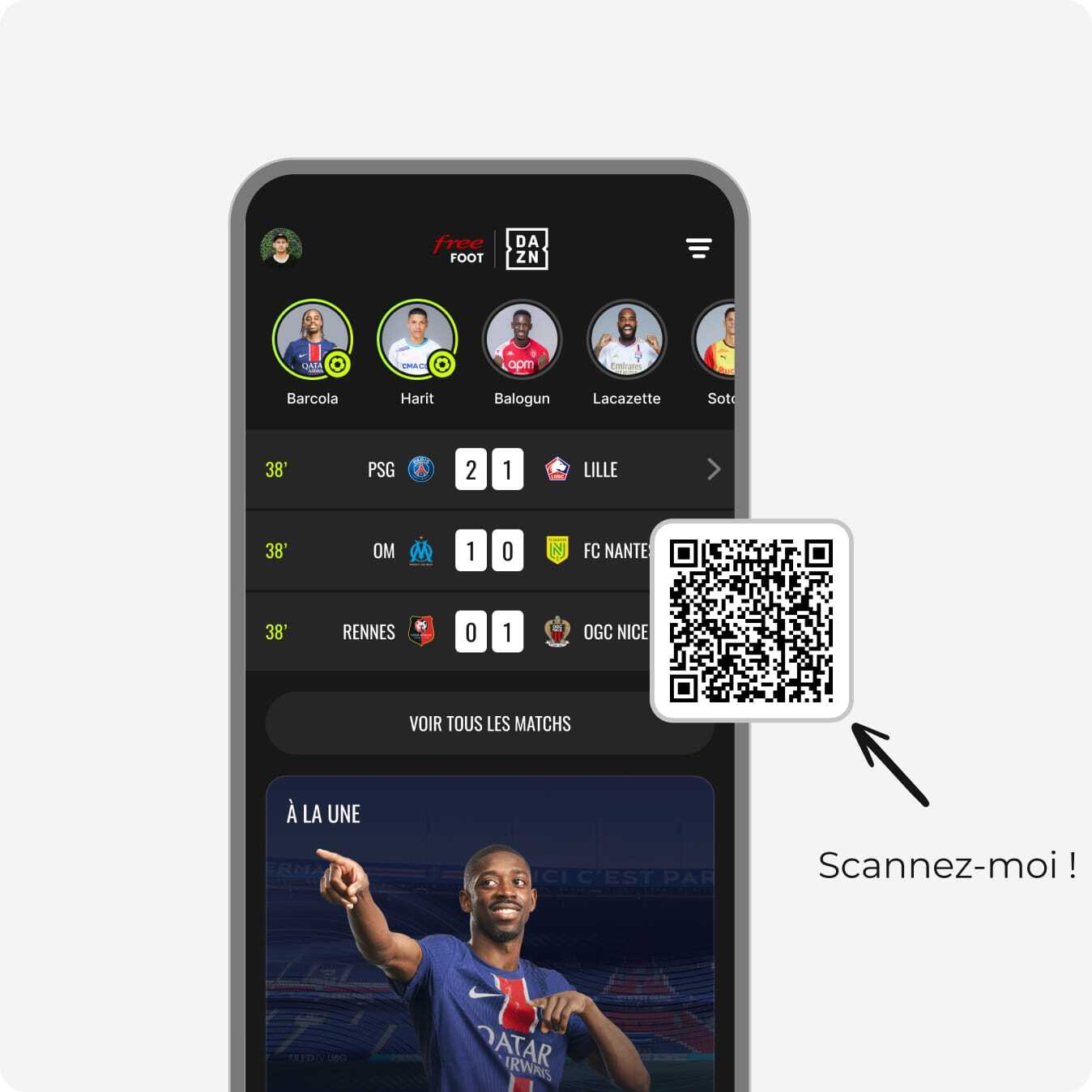 Appli Free FOOT et son QR code